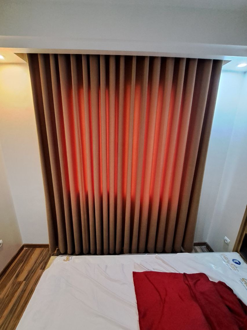 پرده پانج کوتاه و بلند کتان رنگی کد۱۰۰۱۷