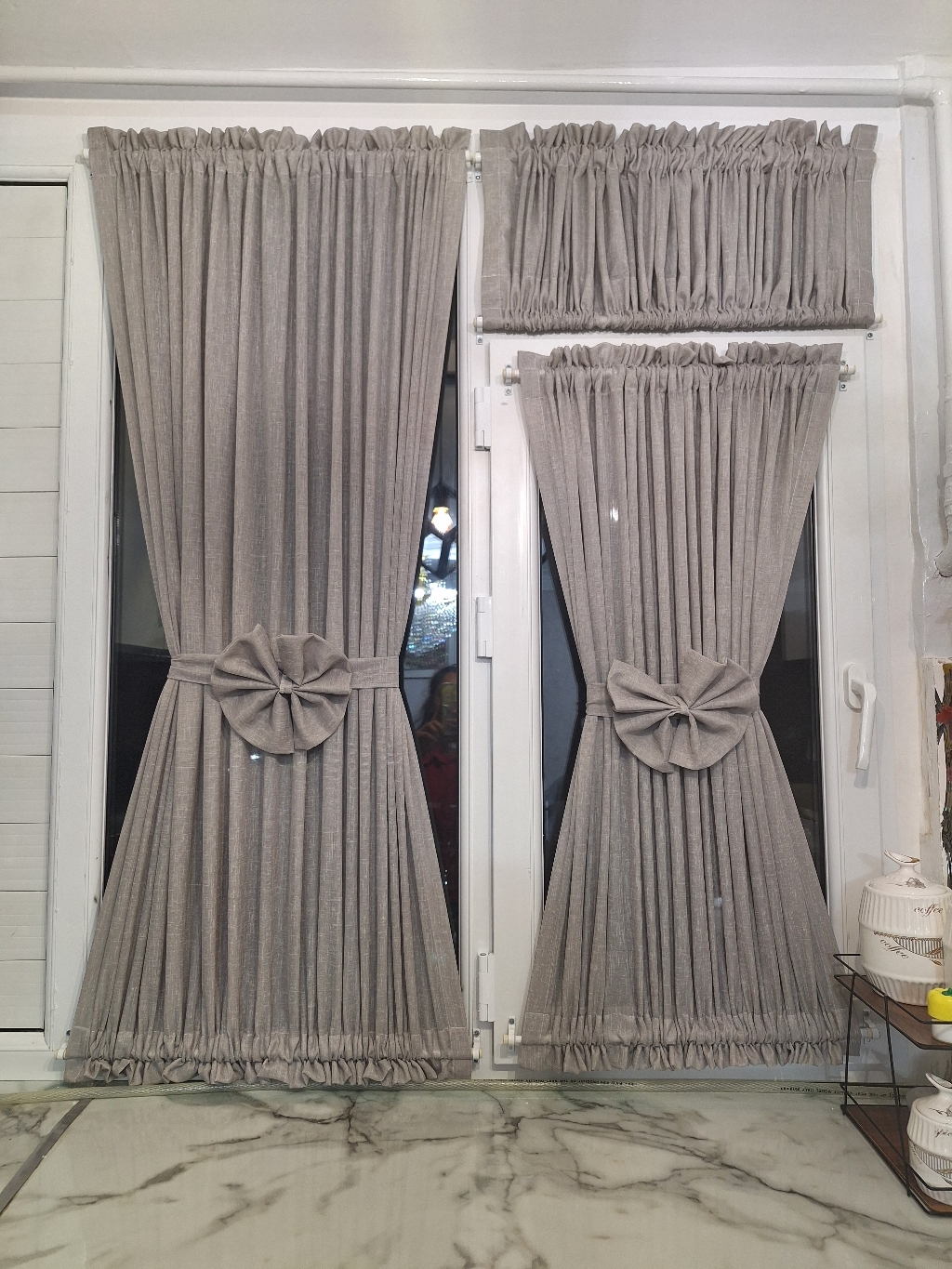 پرده پشت دری ساده کتان کد۱۰۰۲۵